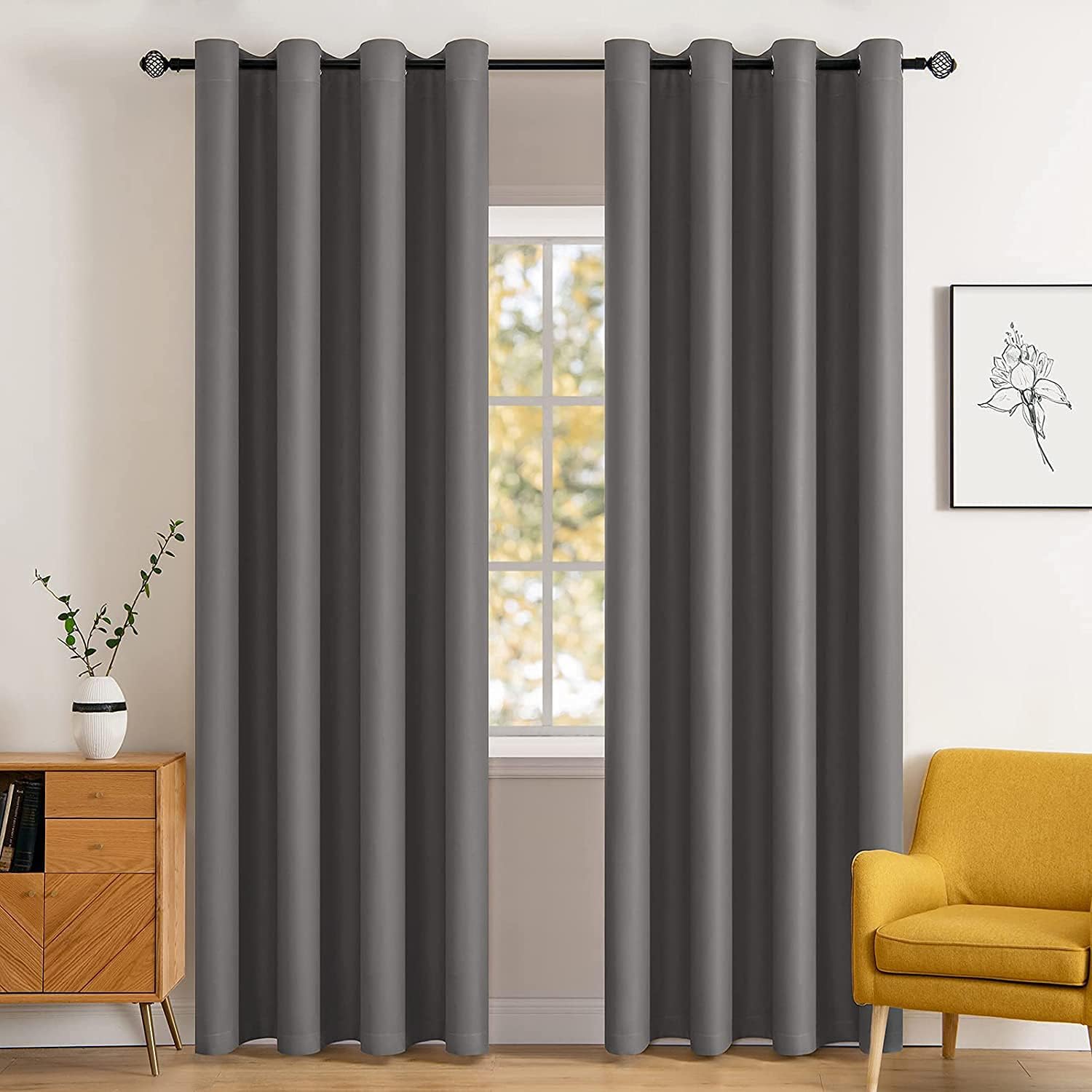 MIULEE Blackout Curtains - 84 Inch Long Thermal Insulated Drapes | Light Blocking Grommet Top Set in Grey