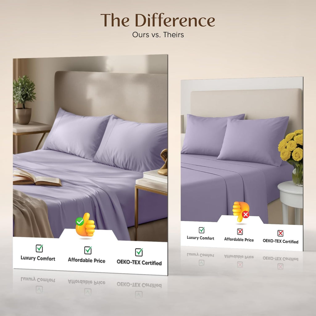 Utopia Bedding Full Size Sheet Set - Soft, Breathable Microfiber, 4-Piece in Lavender | Oeko-Tex Certified