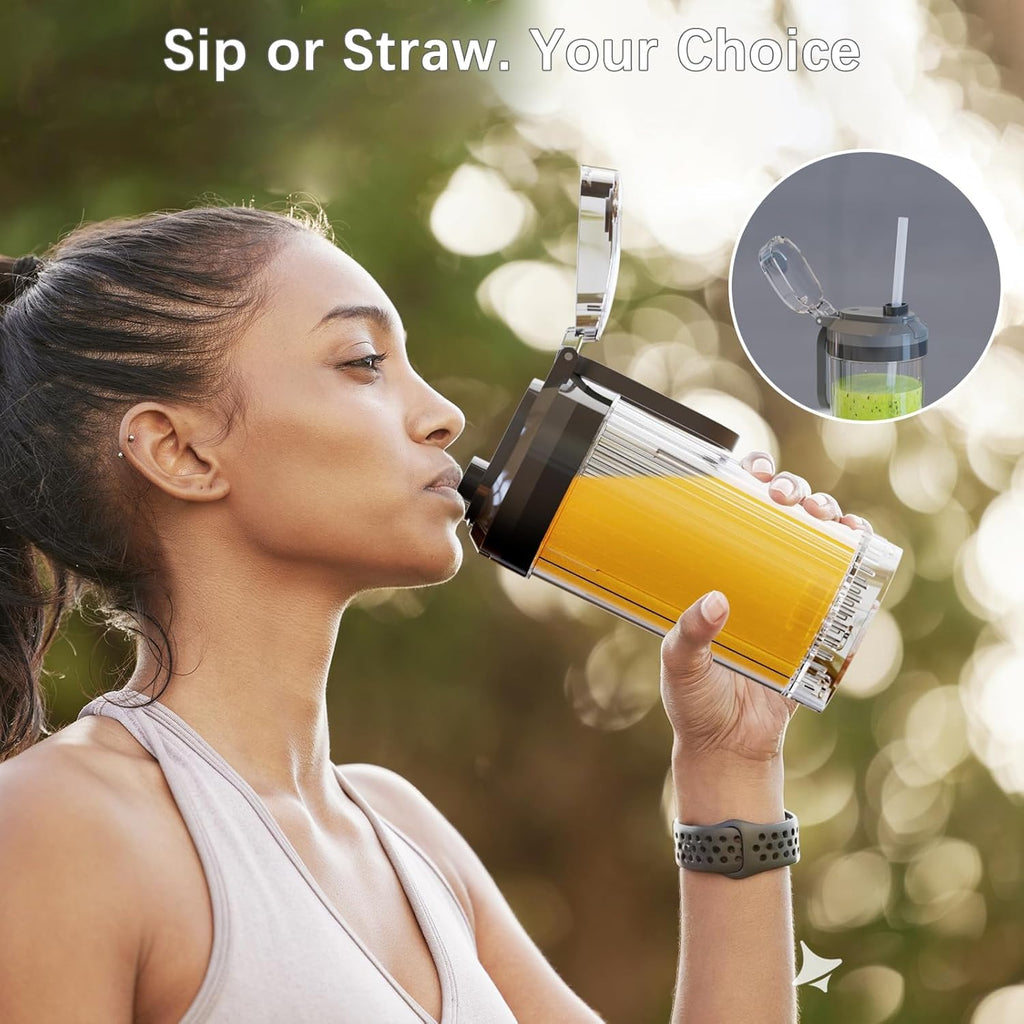 Skiennix Personal Blender - Portable Smoothie Maker with 4 Programs | Cordless & USB-C Rechargeable, 18 oz