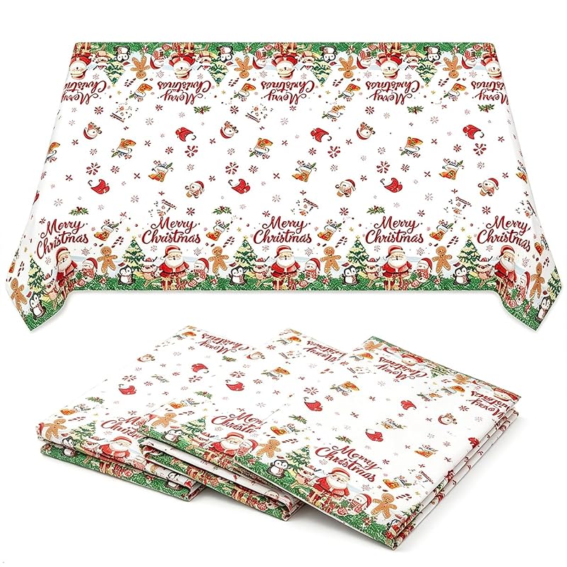 Christmas Tablecloth 108 x 54 Inch 3 Pack - Long Rectangular Table Covers