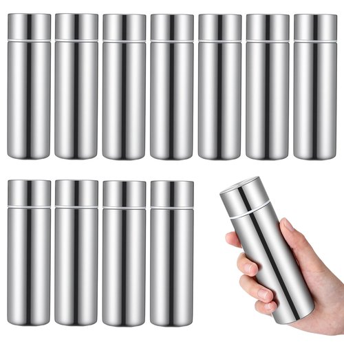 Acellegic 12 Pcs Mini Stainless Steel Insulated Bottles Bulk 4.4 oz Tiny Water Bottles Portable Pocket Purse Slim Thermal Hot and Cold for Travel Sport Camping Coffee Women Lunch Bag