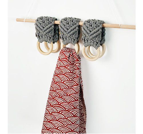 YVPSI 2 Pcs Kitchen Dish Towel Holder with Loop Crochet Hanging Towel Holder Ring Towel Hanger Loop Ring for Kitchen Bathro (Grey)