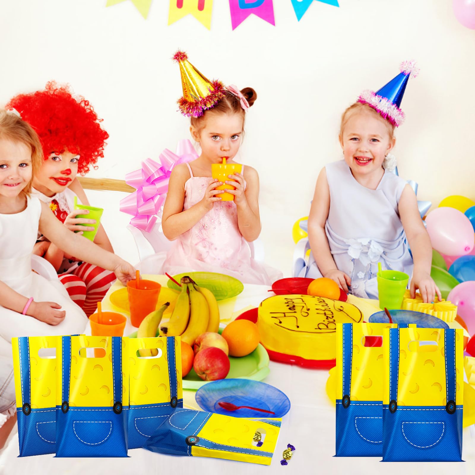 SALACOOL 30 Sets Yellow Goodie Bags,Gift Bags for Birthday Party Favors,Halloween Bag for Birthday Party Decorations