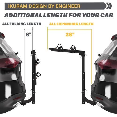 2 Bike Rack Bicycle Carrier Racks Hitch Mount Double Foldable Rack for Cars Truck SUV Fits 2" Hitch Receiver, Including Anti-Rattle Hitch Tightener