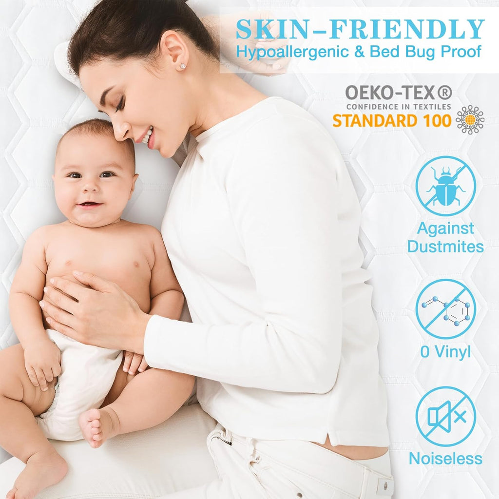 Skiennix Twin Mattress Protector - Waterproof & Hypoallergenic Bed Cover | Soft Quilted Design, Fits Up to 21 Inches