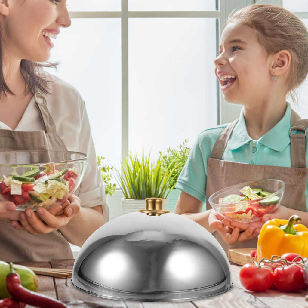 Yardwe Stainless Steel Food Cover Dome 12.59In Round Plate Cover for Home Restaurant Outdoor Use Heat Retention and Food Freshness