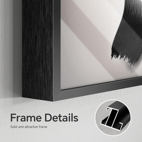Framed Modern Black and White Abstract Wall Art - Large 3-Piece Luxury Prints for Living Room | 24x36 In