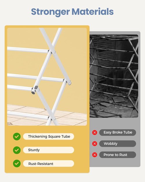 APEXCHASER Clothes Drying Rack - 3-Tier Expandable Metal Laundry Dryer | Collapsible White Towel Rack