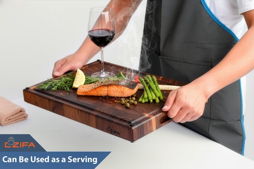 Cozifa American Dark Walnut Wood Cutting Board 17"x12"x1.6" for Kitchen with Juice Groove, Inner Handles, Gift Box Packaging and End Grain Butcher Block Finished with Linseed Oil, Beeswax & Lemon Oil
