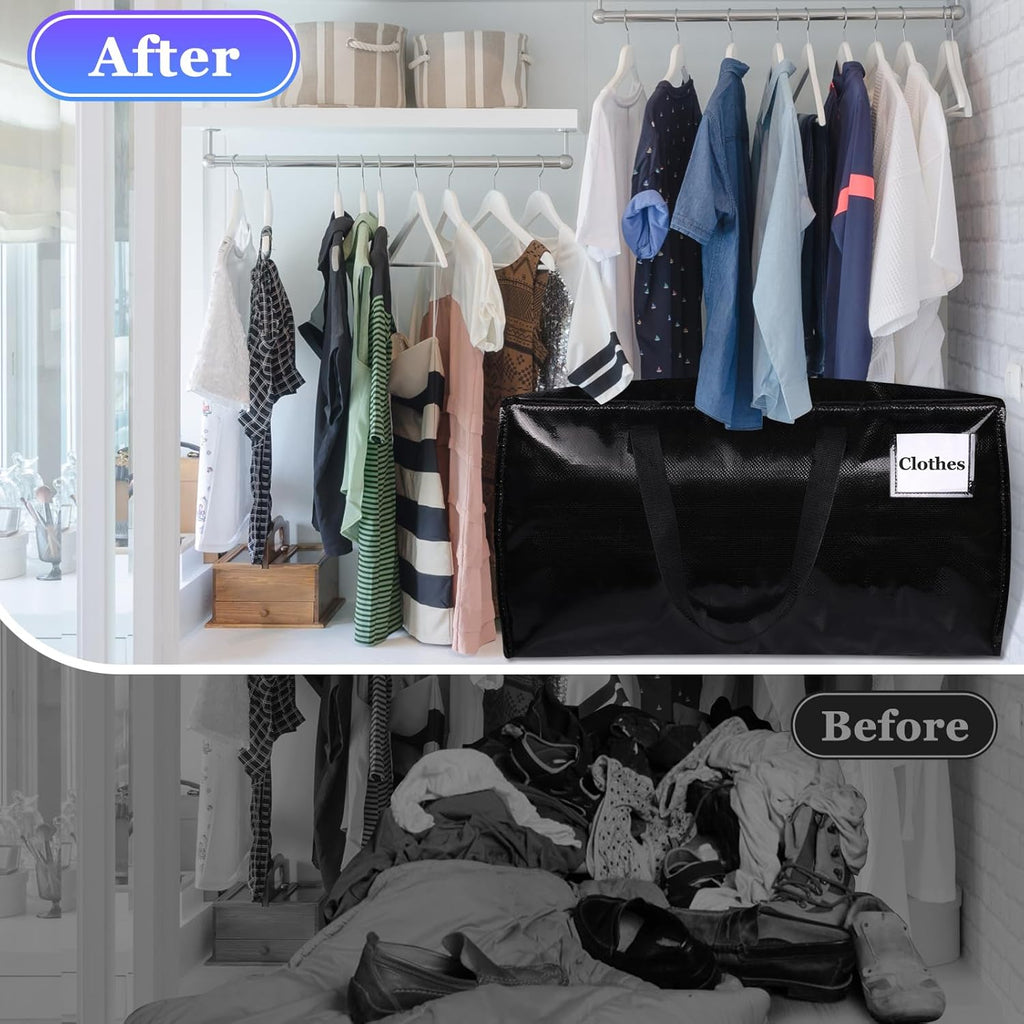 StorageRight Extra Large Moving Bags - Oversized Collapsible Storage Totes with Strong Handles & Zippers | 76L, 6-Pack for Packing & Space Saving