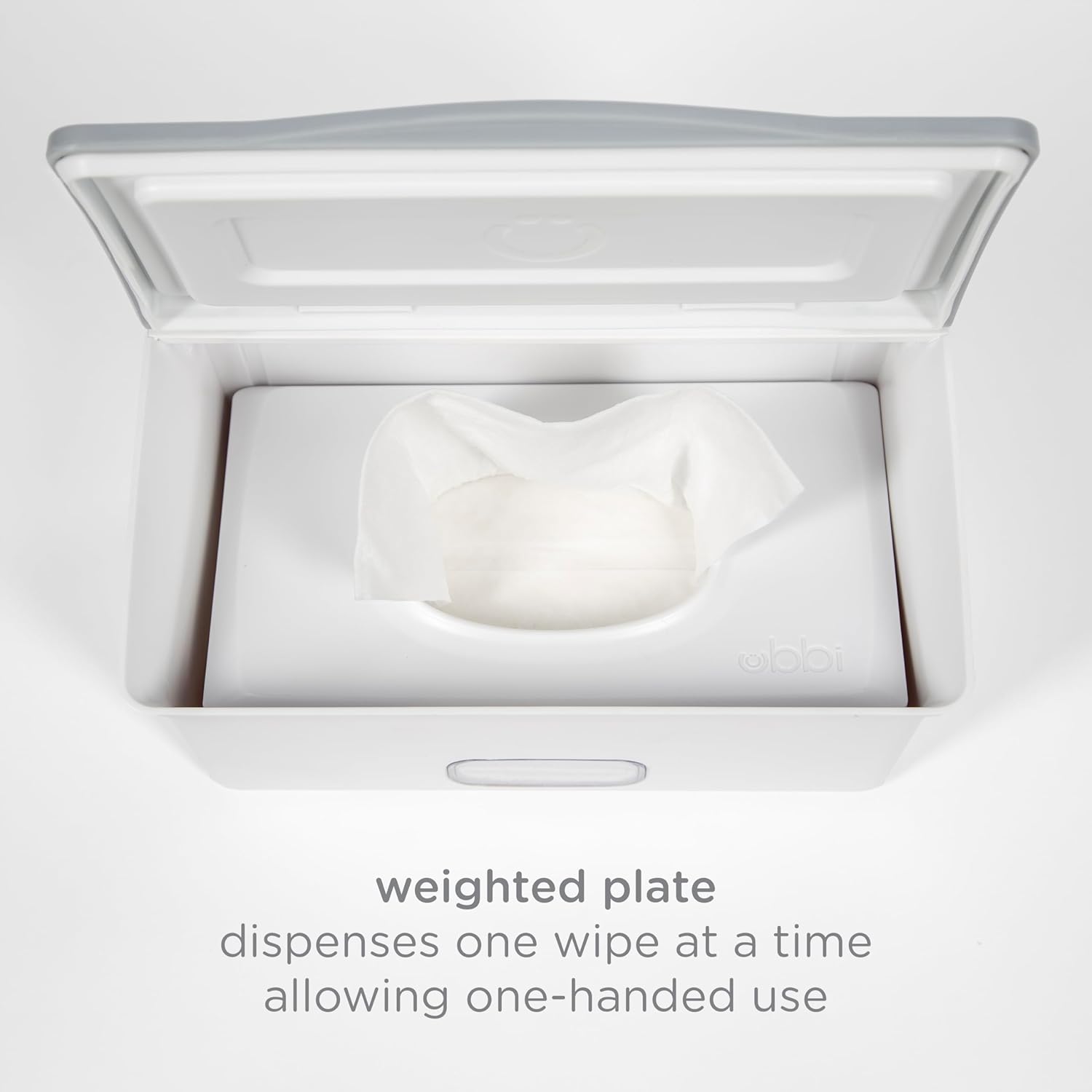 Ubbi Baby Wipes Dispenser - Keeps Wipes Fresh With Weighted Plate & Non-Slip Feet | Gray