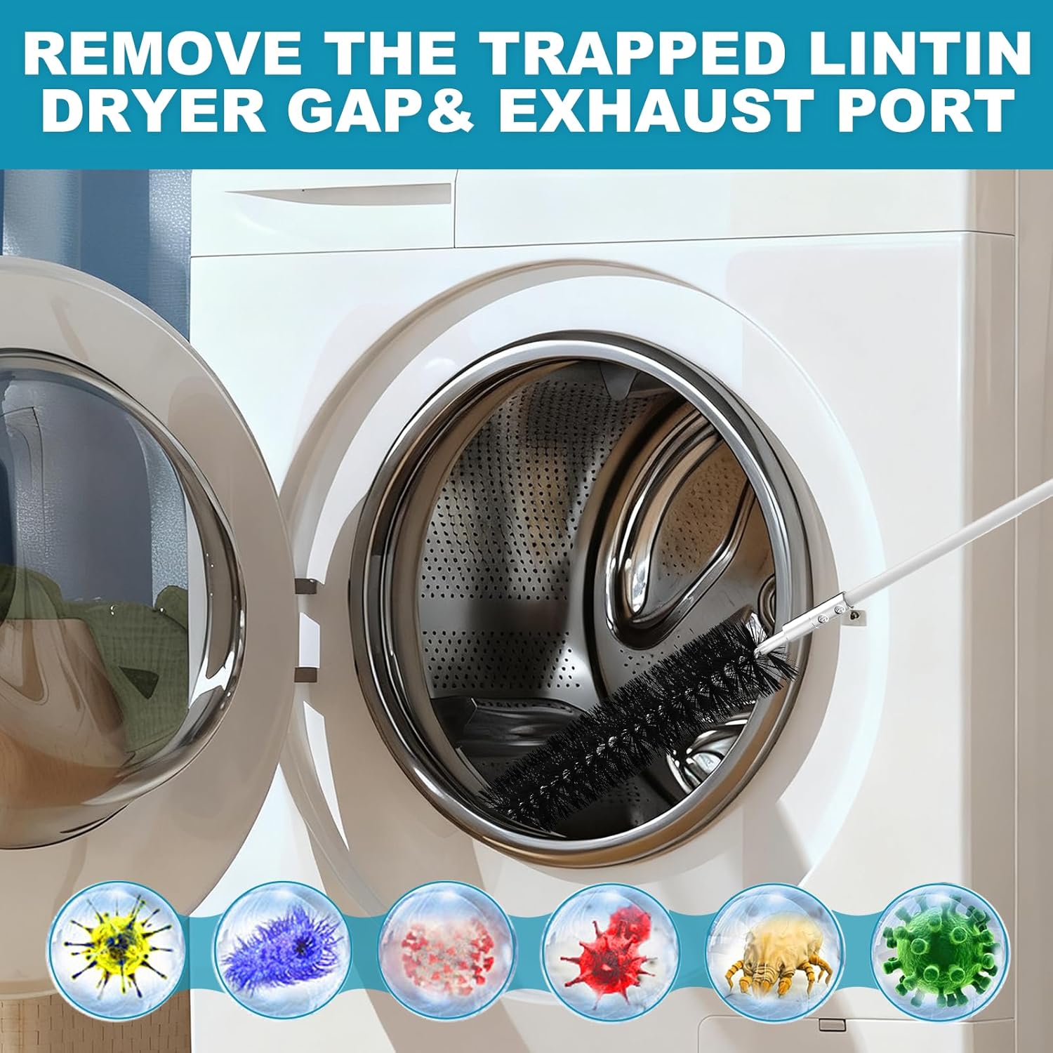 Sealegend Dryer Vent Cleaner Kit - 30 Feet Lint Remover with Upgraded Flexible Brush & Drill Attachment