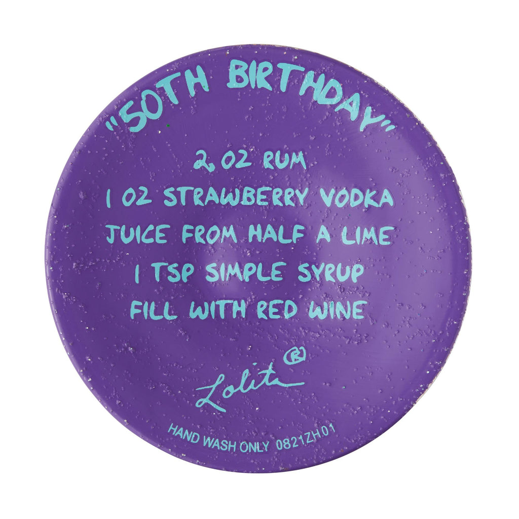 Enesco Designs by Lolita Happy 50th Birthday Hand-Painted Artisan Wine Glass, 15 Ounce, Multicolor