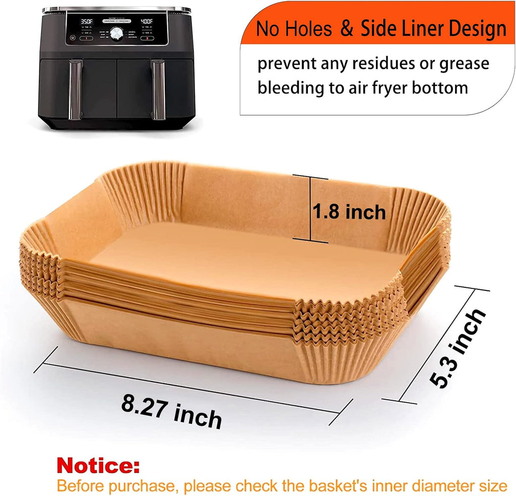 Ninja Foodi Air Fryer Liner - Rectangular Parchment Paper for 8QT & 10QT Baskets | 125-Pack
