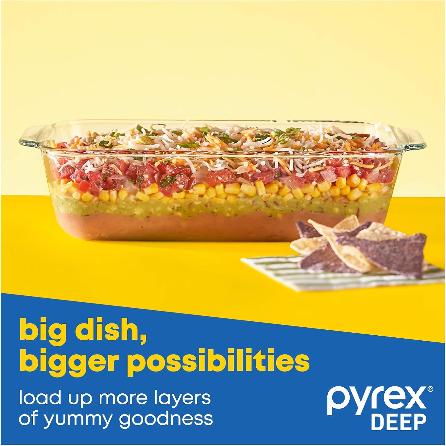 Pyrex Glass Baking Dish Set - Deep 3-Pack with BPA-Free Lids | Rectangular Bakeware (9"x13", 7"x11", 8"x8")