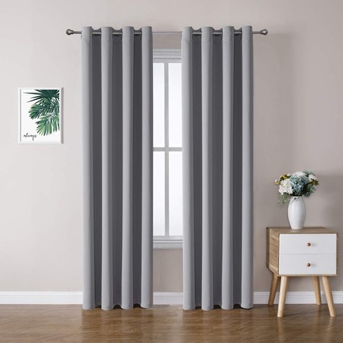 ChrisDowa Blackout Curtains - Thermal Insulated Room Darkening Panels Set (Light Grey, 52 x 84 Inch)
