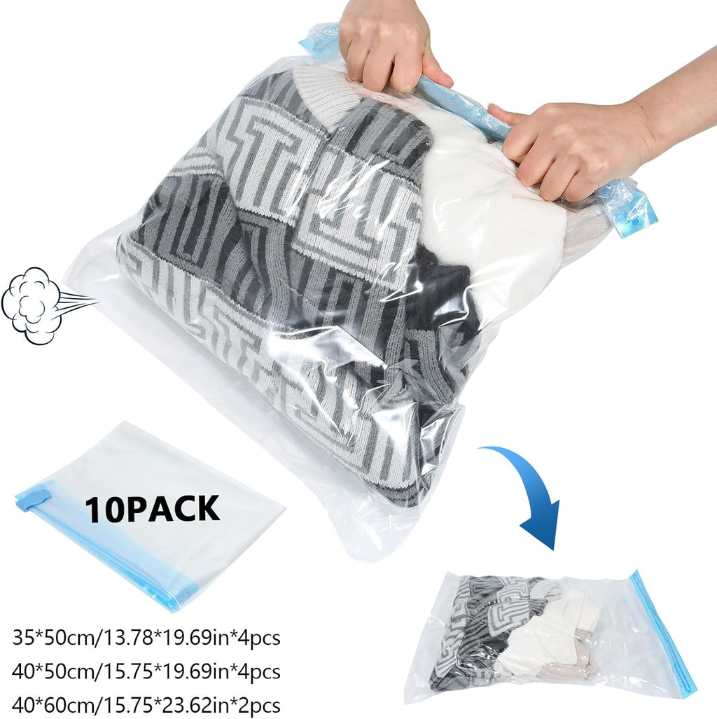 Skiennix Extra Large Storage Bags Set - Heavy Duty Waterproof Moving Totes with Handles | 6 Bags & 10 Vacuum Seal Bags