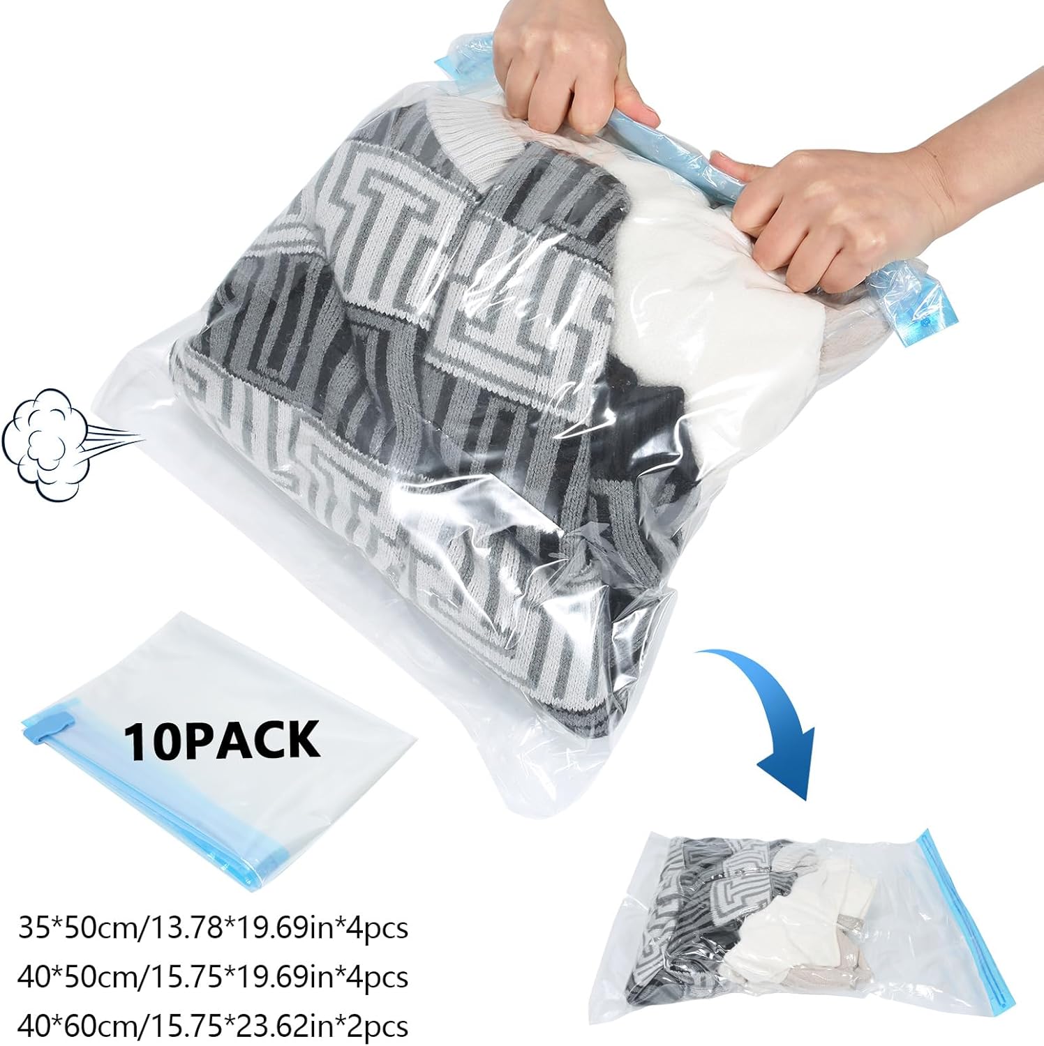 Skiennix Extra Large Storage Bags Set - Heavy Duty Waterproof Moving Totes with Handles | 6 Bags & 10 Vacuum Seal Bags