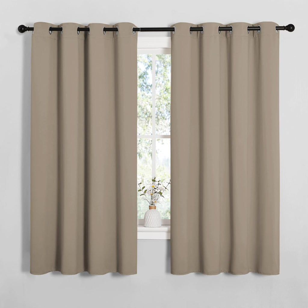 NICETOWN Blackout Curtain Panels - Thermal Insulated Draperies, Solid Grommet Design | Taupe, 55x68 Inches (1 Pair)