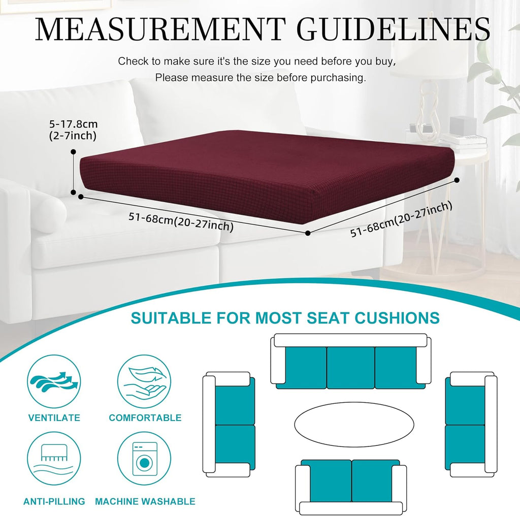 Skiennix 12-Piece Stretch Patio Cushion Covers - Washable Outdoor Sofa Slipcovers in Wine Red