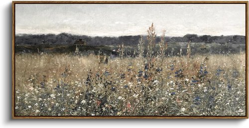 InSimSea Extra Large Vintage Wall Art - Flower Meadow Canvas Print for Living Room | 20x40 Inch