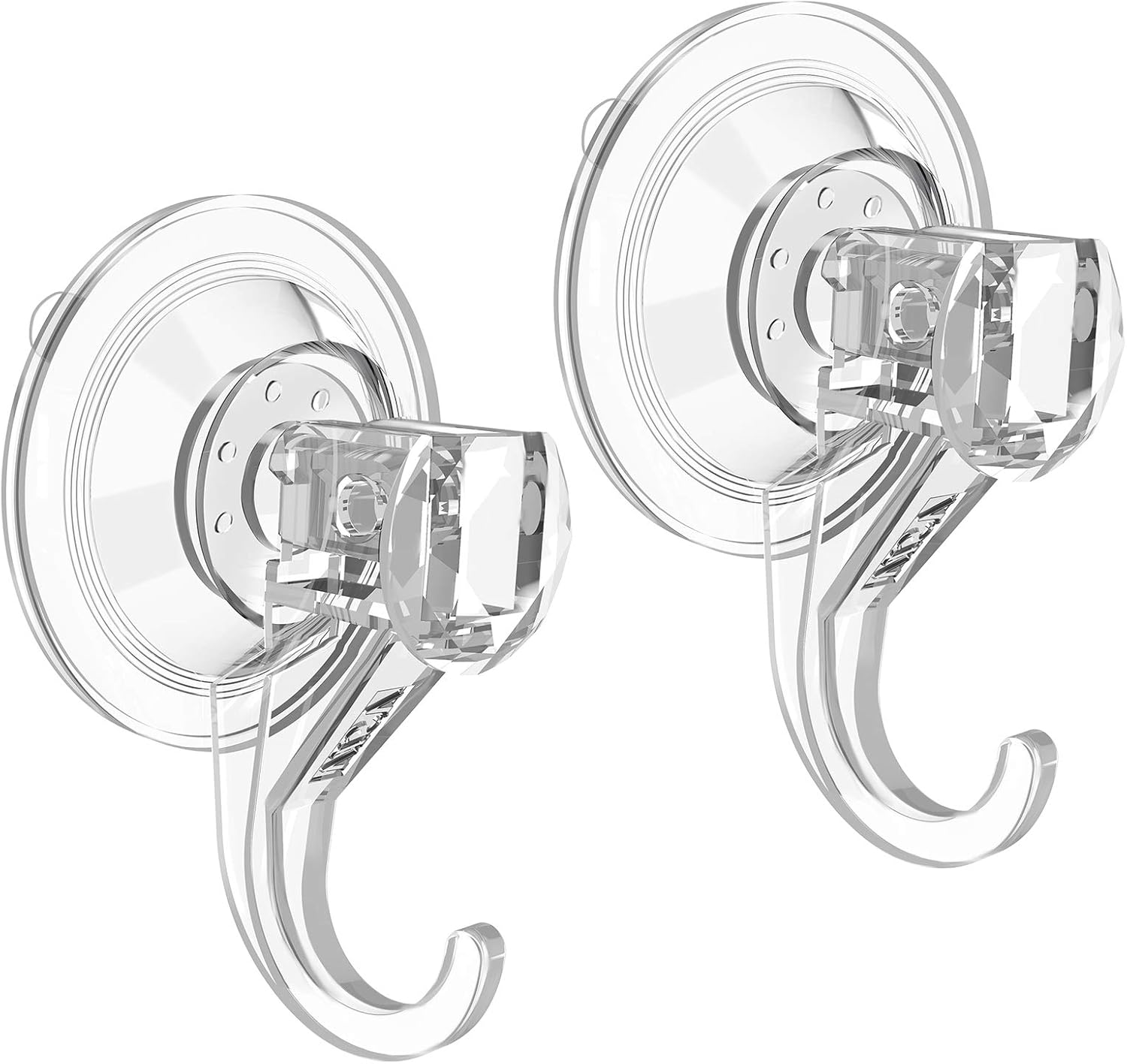VIS'V Suction Cup Hooks - Heavy Duty Removable & Reusable Shower Hooks | Clear, 2 Pcs