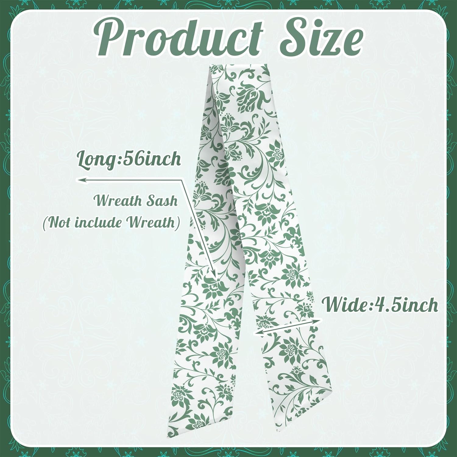 VitalCozy Wreath Sash - Elegant Satin Ribbon for Embroidery Monogram | Indoor/Outdoor Use (Fresh)