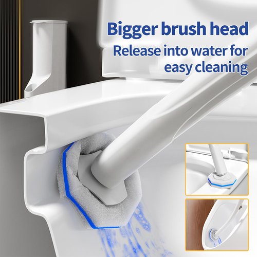 Hohoky Disposable Toilet Brush Cleaning System, Two Sets of Wands and 60p Refills Pads Replacement Heads, Wall Mounted Toliet Stick Wand Starter Kit Bathroom Maintenance, Toilet Bowl Cleaner Holder
