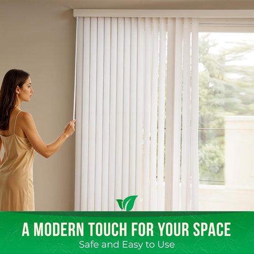Calyx Interiors Vertical Blinds - White Light-Filtering Vinyl | 78" W x 84" H for Sliding Glass Doors & Windows