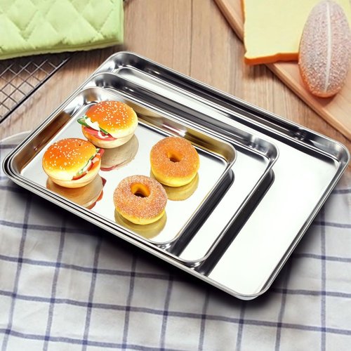 Bastwe Cookie Sheet Set - Commercial Grade Stainless Steel Baking Pans | Non-Toxic, Rust-Free, Easy Clean