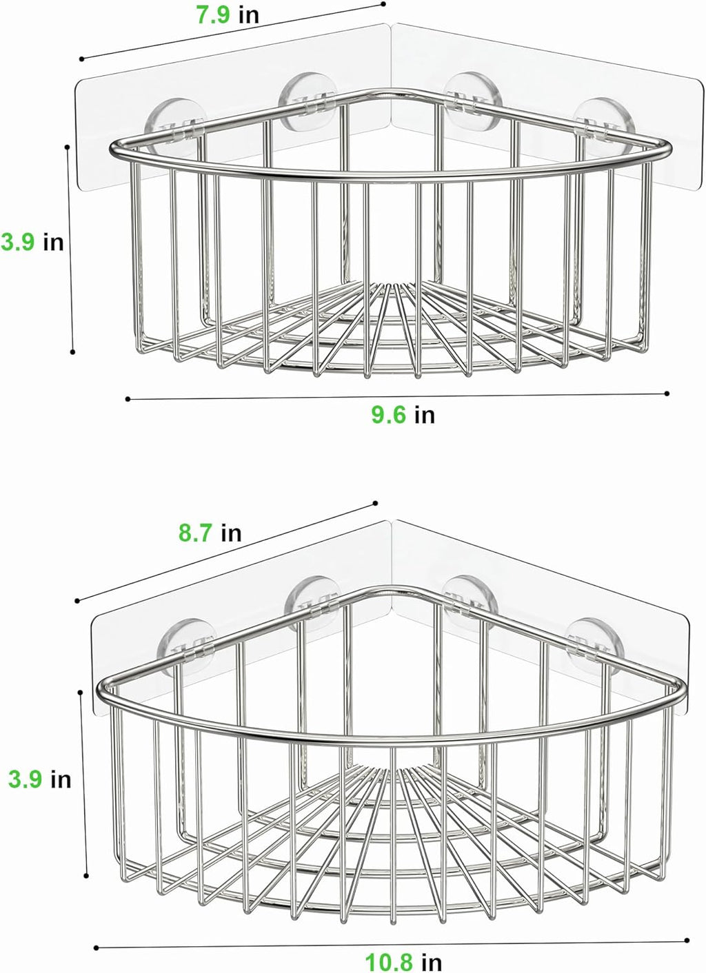 SMARTAKE Corner Shower Caddy - Deep Basket Design, Wall-Mounted Stainless Steel Organizer (Silver)