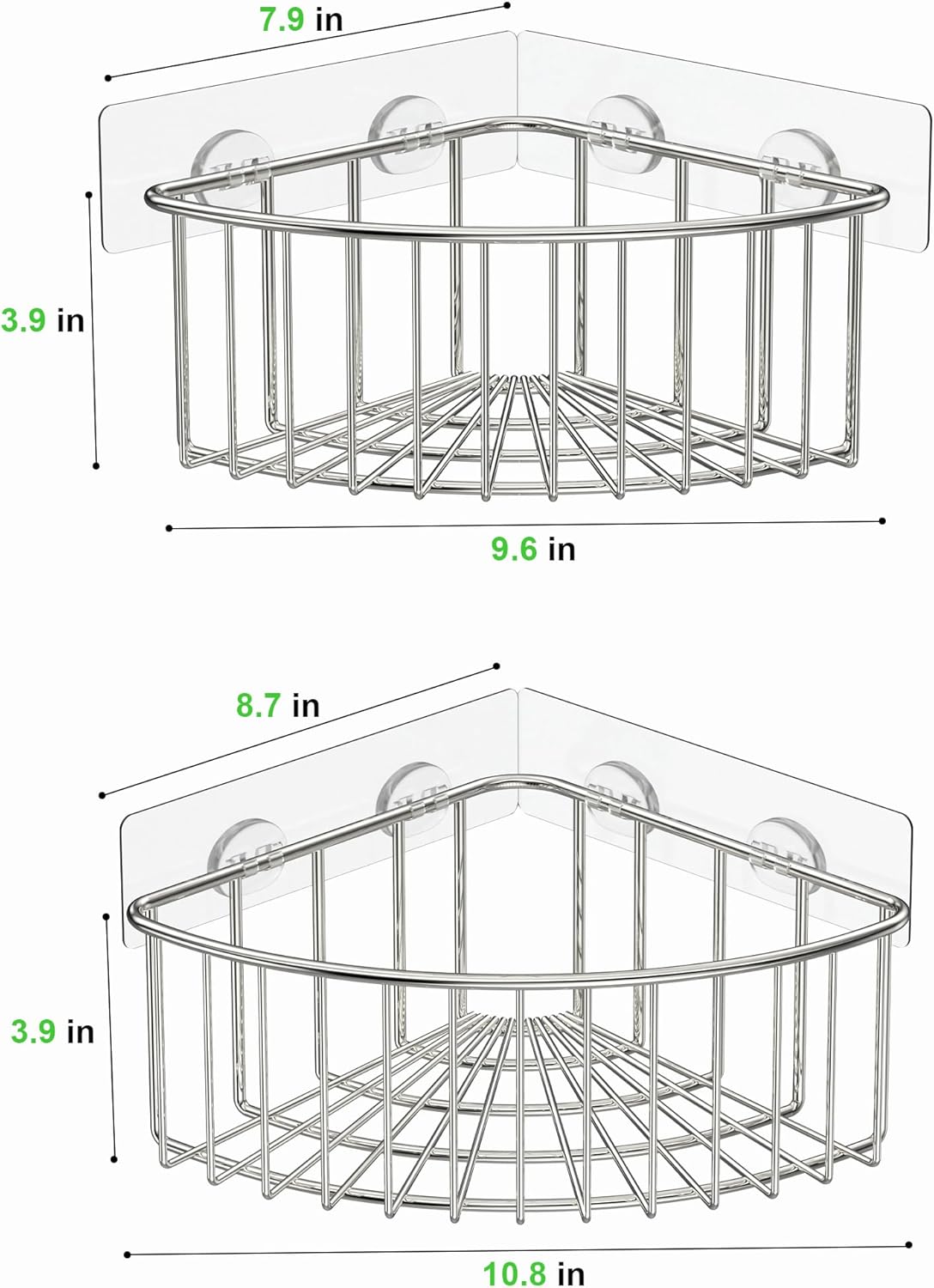 SMARTAKE Corner Shower Caddy - Deep Basket Design, Wall-Mounted Stainless Steel Organizer (Silver)