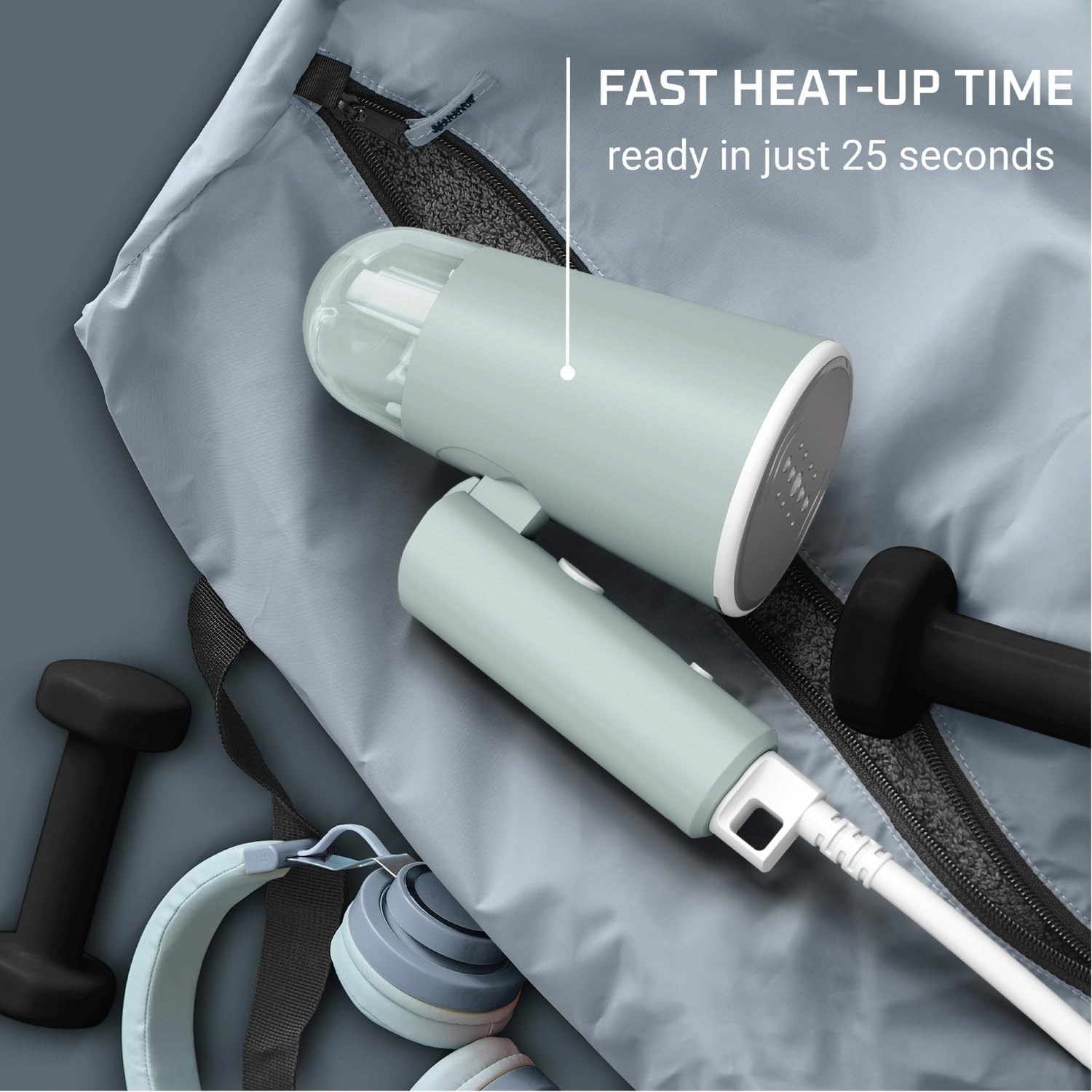 Rowenta Mini Travel Steamer - Portable Handheld Clothes Steamer with 2.3 Oz Tank, 1100 Watts, Green