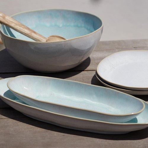 Casafina Ceramic Stoneware 11" x 4.5", 119 oz Serving Bowl - Eivissa Collection, Sea Blue | Microwave & Dishwasher Safe Dinnerware | Food Safe Glazing | Restaurant Quality Serveware