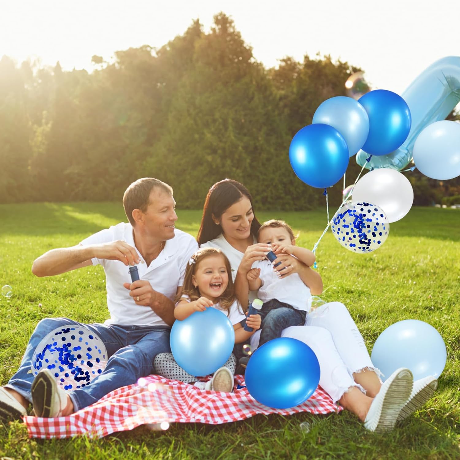 Skiennix 68-Piece Blue & White Balloon Kit - 12-Inch Confetti & Pearl Balloons for Parties & Celebrations