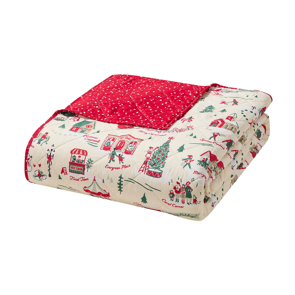 Hallmark King Size 3-Piece Holiday Quilt Set with Shams | Reversible Quilt with 2 Christmas Patterns | Lightweight & Cozy | Super Soft Microfiber Fabric | Wrinkle-Resistant | Multi Christmas Village