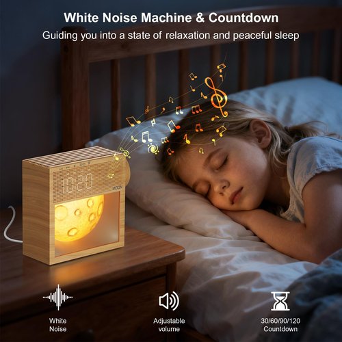 Sound Machine Alarm Clock with Sunrise Gentle Wake-Up Light, White Noise Machine with 20 Soothing Sounds for Sleeping, Dual Alarms, Snooze, Timer, Dimm Night Light for Bedroom, Valentine's Day Gifts