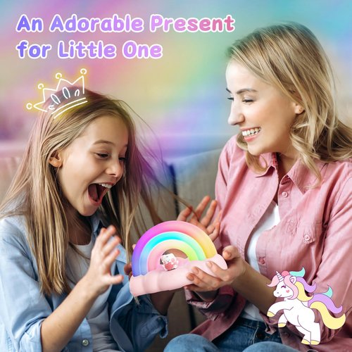 ICARER FAMILY Rainbow Night Light, Kids Light with Three Modes and 30 Min Timing, LED Rechargeable Touch Control Neon Light for Kids Room, Nursery Night Light, Gift for Girls and Boys (Pink)