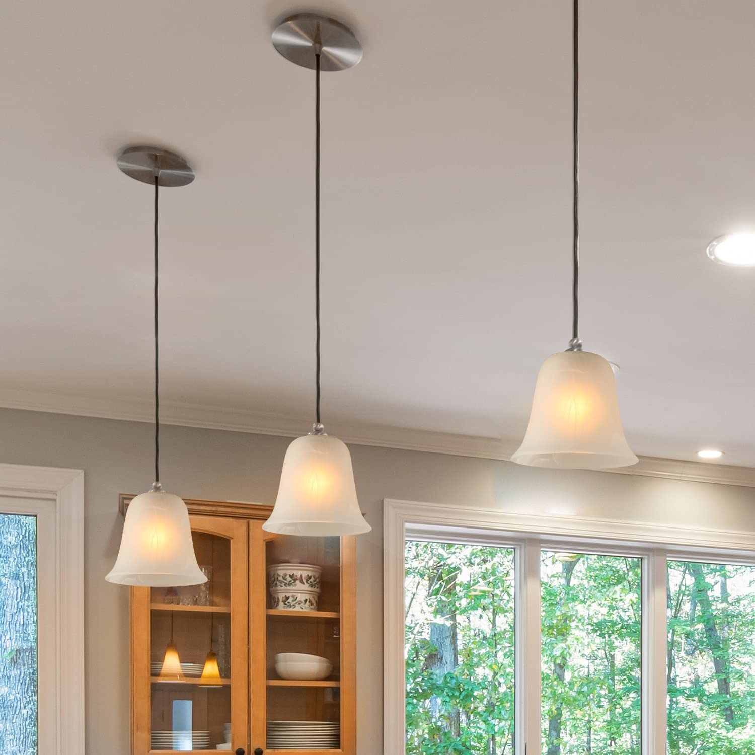 Voguad 4 Pack Ceiling Fan Replacement Glass Shade 2-1/4 inch Fitter, Glass Light Cover White Alabaster Glass Globe for Chandelier, Bathroom Vanity Light Fixture, G0108