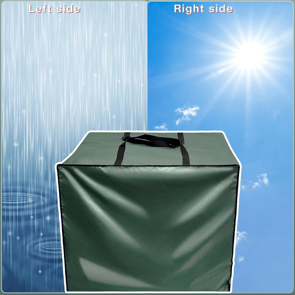 Patelai 4 Pcs Waterproof Outdoor Storage Bags - 105 Gallon Cushion Covers for Camping & Moving | 32 x 32 x 24'' (Green)