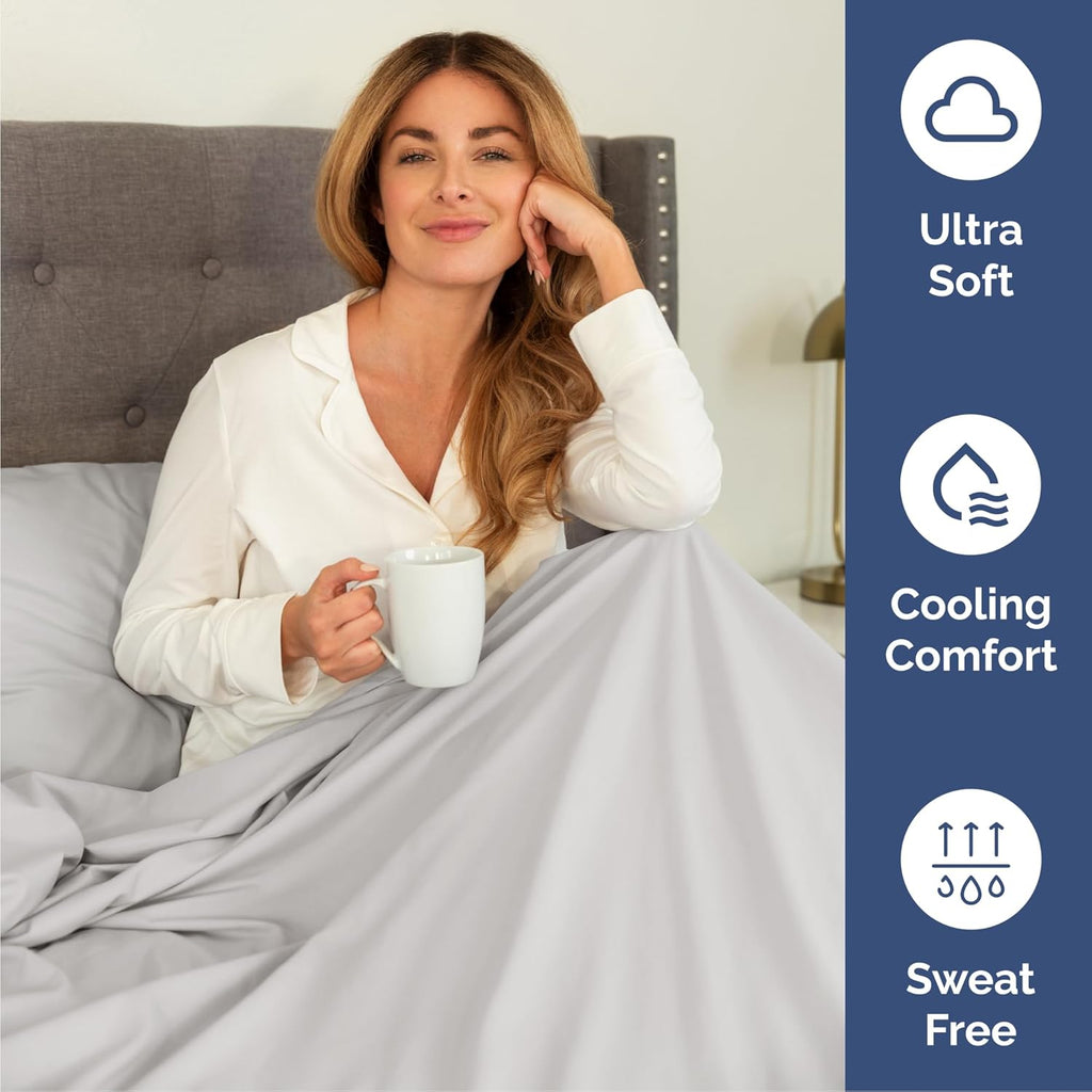 Queen Size 4-Piece Sheet Set | Skiennix Comfy Cooling Bed Sheets - Luxury Hotel Quality - Deep Pockets, Soft, Wrinkle-Free, Oeko-Tex - French Grey