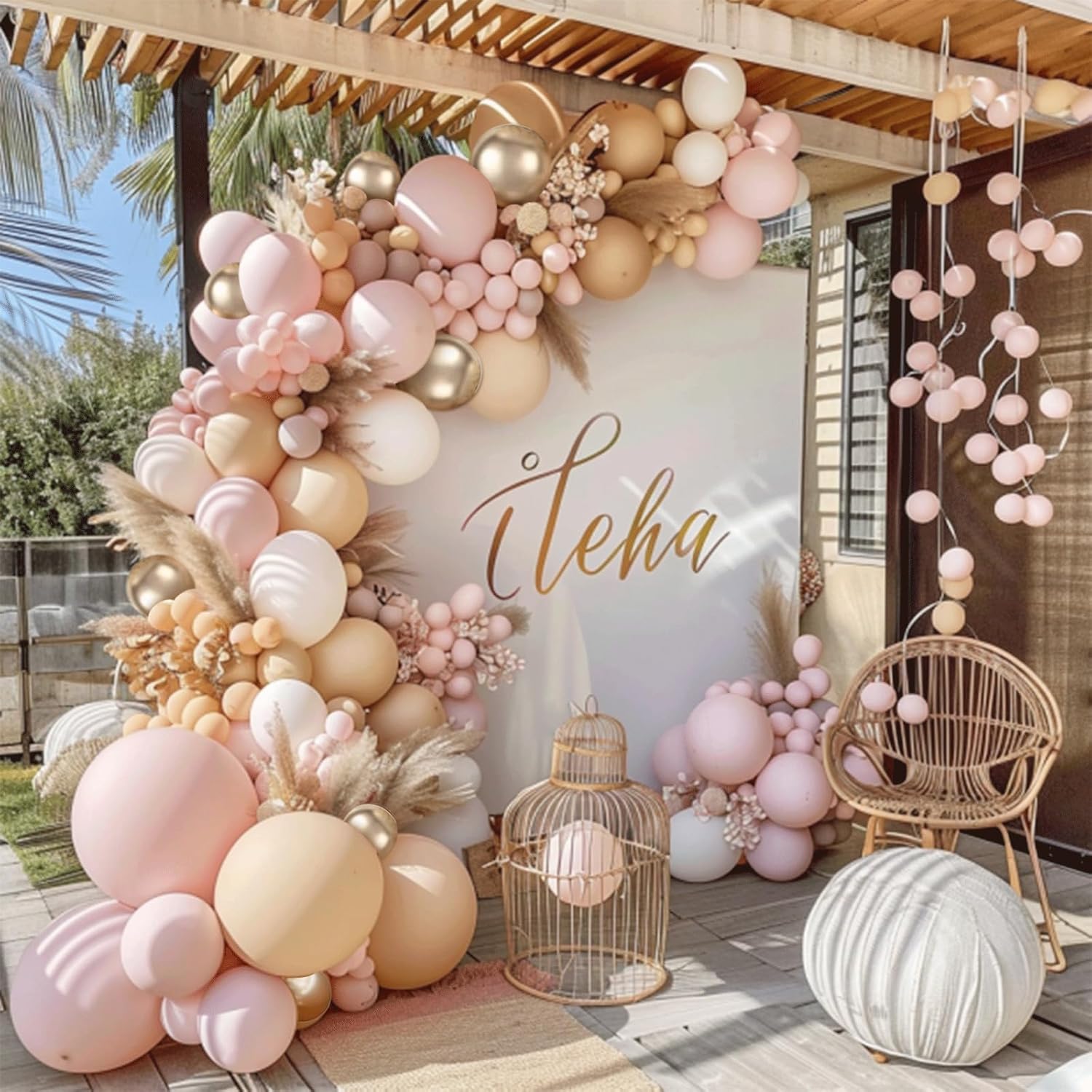 Skiennix Balloon Arch Kit - Dusty Pink & Gold Balloons for Valentine's Day | Wedding & Party Decor