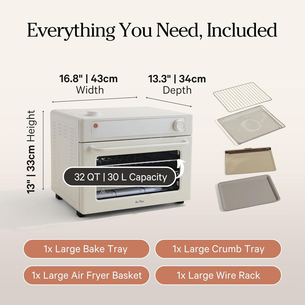 Our Place Wonder Oven Pro - 8-in-1 Digital Air Fryer & Countertop Oven | 32 QT Capacity, Cream Finish