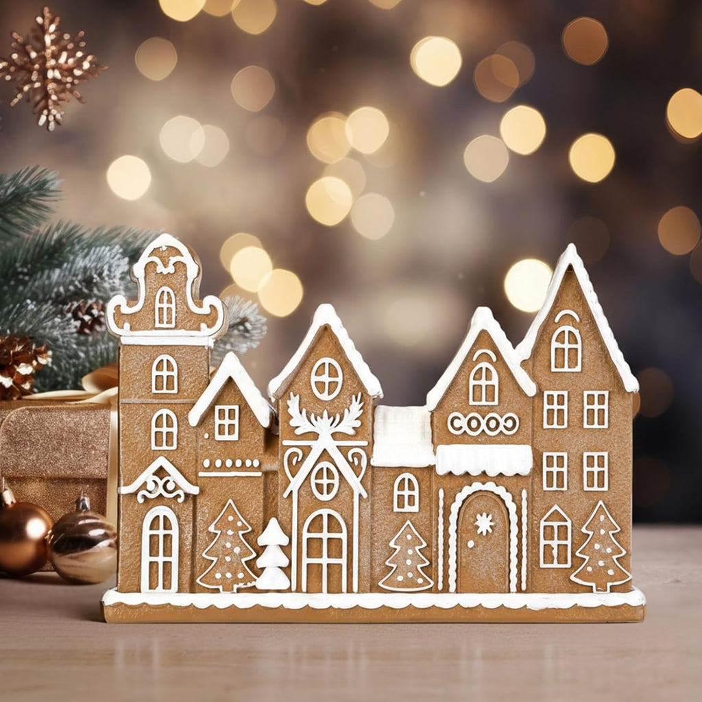 Yookeer Gingerbread House Decor - Festive Resin Collectible Figurines for Christmas Centerpiece | Indoor Table Display