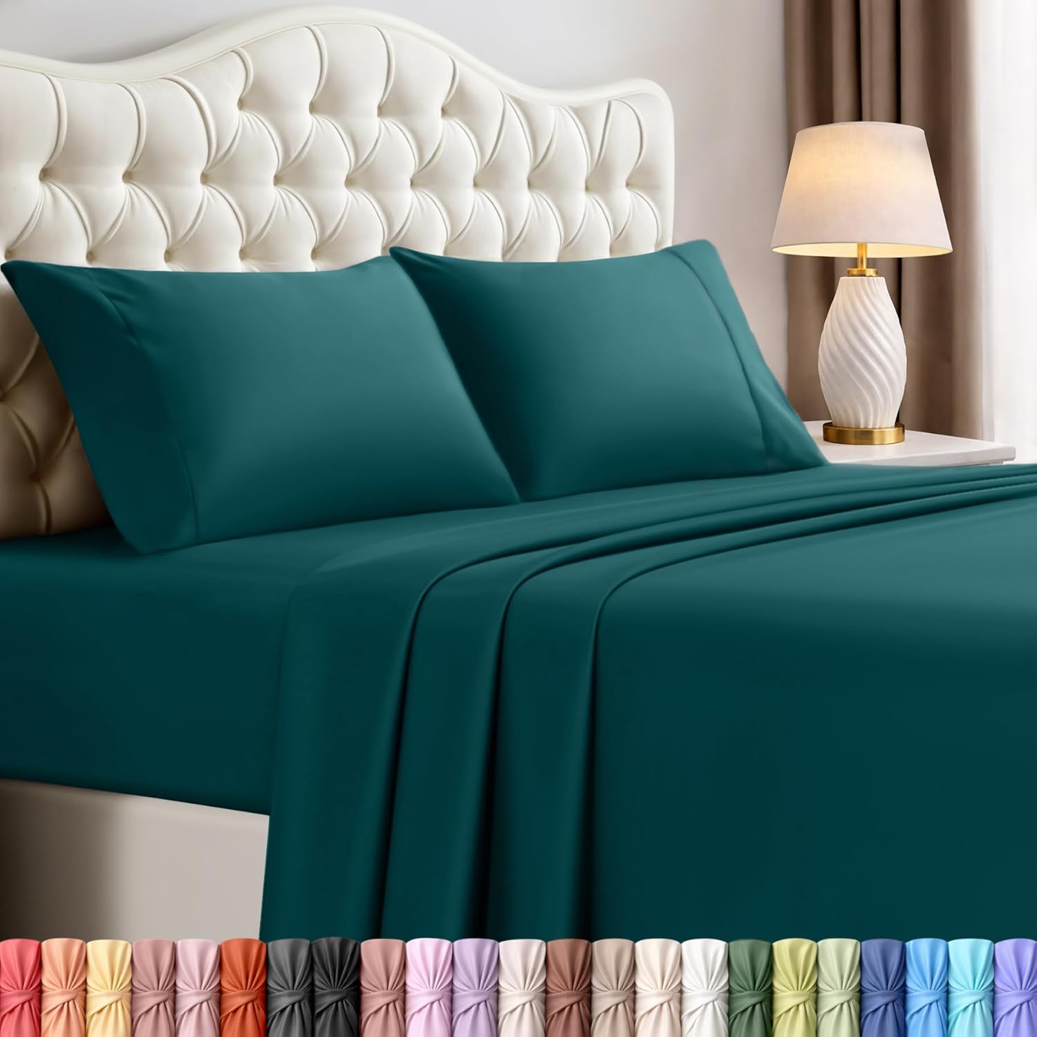 Utopia Bedding King Size Sheet Set - Soft, Breathable Microfiber | 4-Piece in Teal Green, Oeko Tex Certified