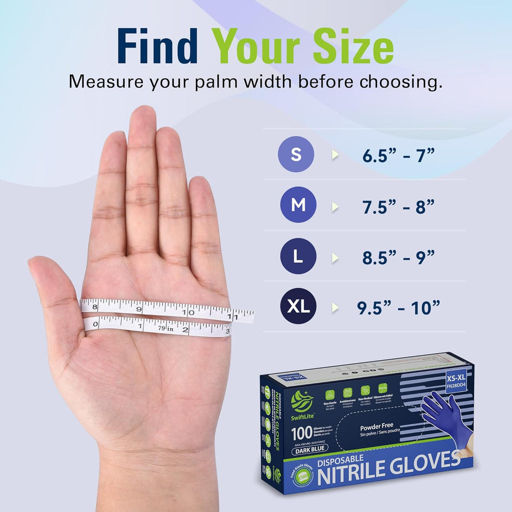 SWIFTLITE Disposable Nitrile Gloves - Food Safe, Latex-Free & Powder-Free | Ideal for Cooking & Cleaning