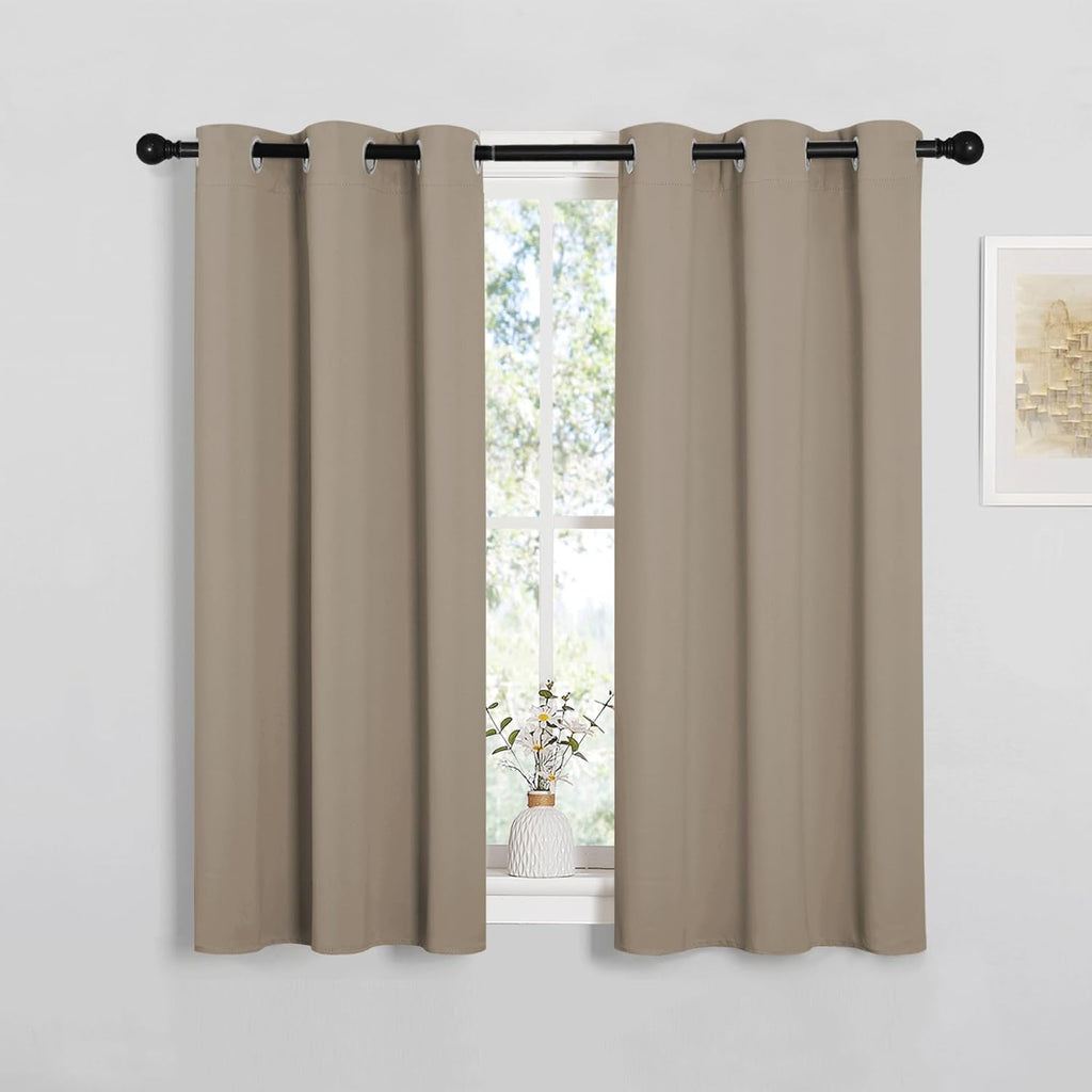 NICETOWN Blackout Curtain Panels - Thermal Insulated Draperies | Solid Taupe, 34x45 Inches (1 Pair)