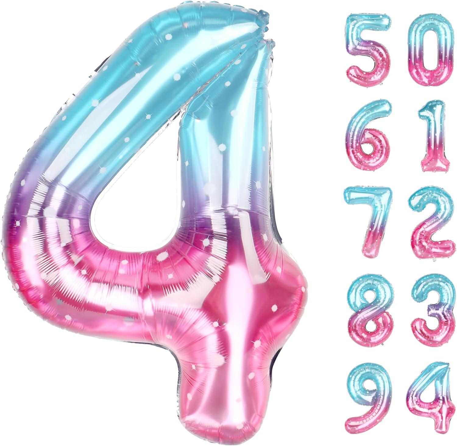Starry Sky Number 4 Balloon - 40 Inch Large Birthday Decoration for Girls' 4th Party