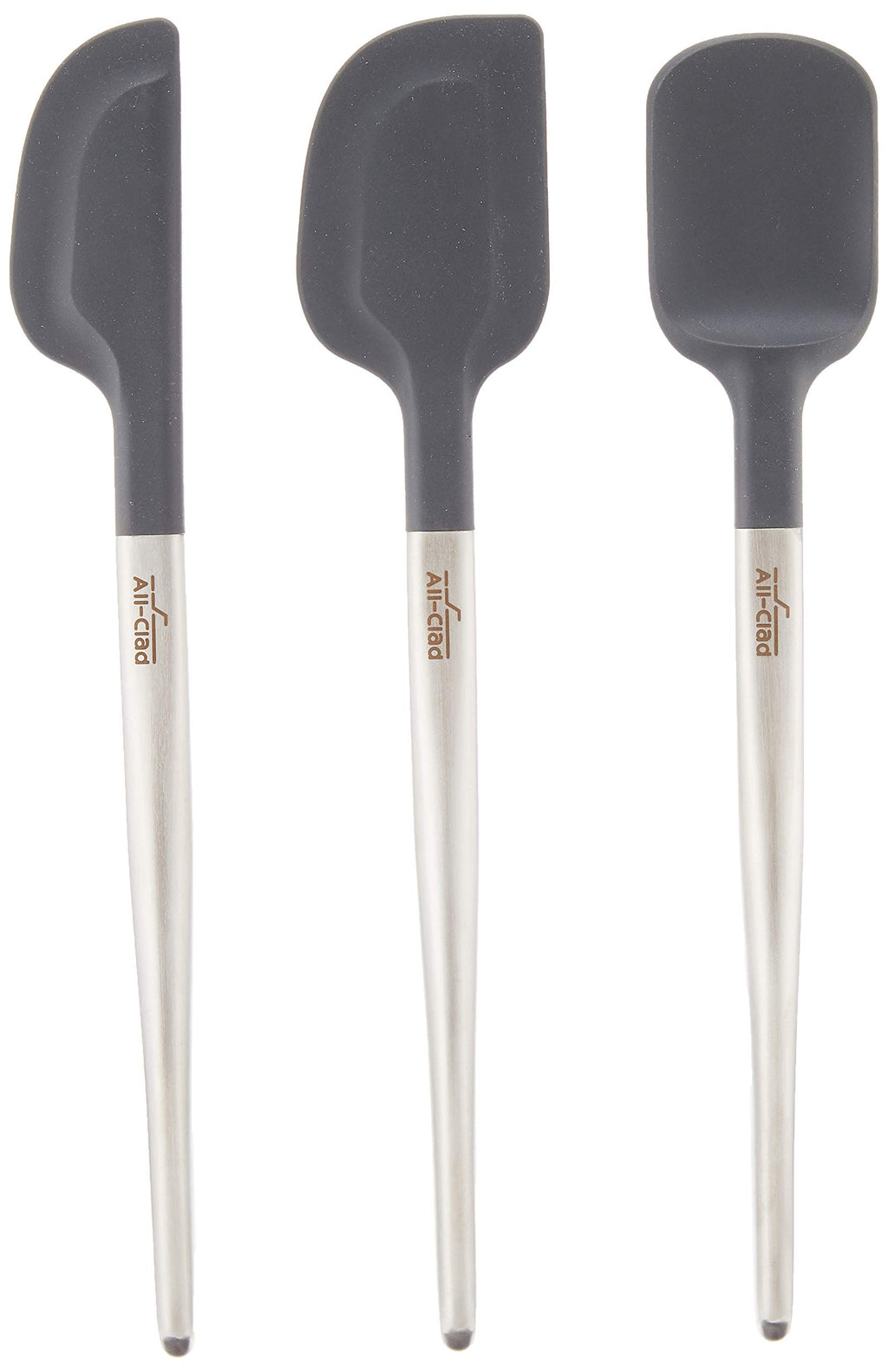 All-Clad Specialty Silicone Kitchen Gadgets 3 Piece Set, Spatulas Kitchen Tools, Kitchen Hacks Silver, Stainless Steel and Black