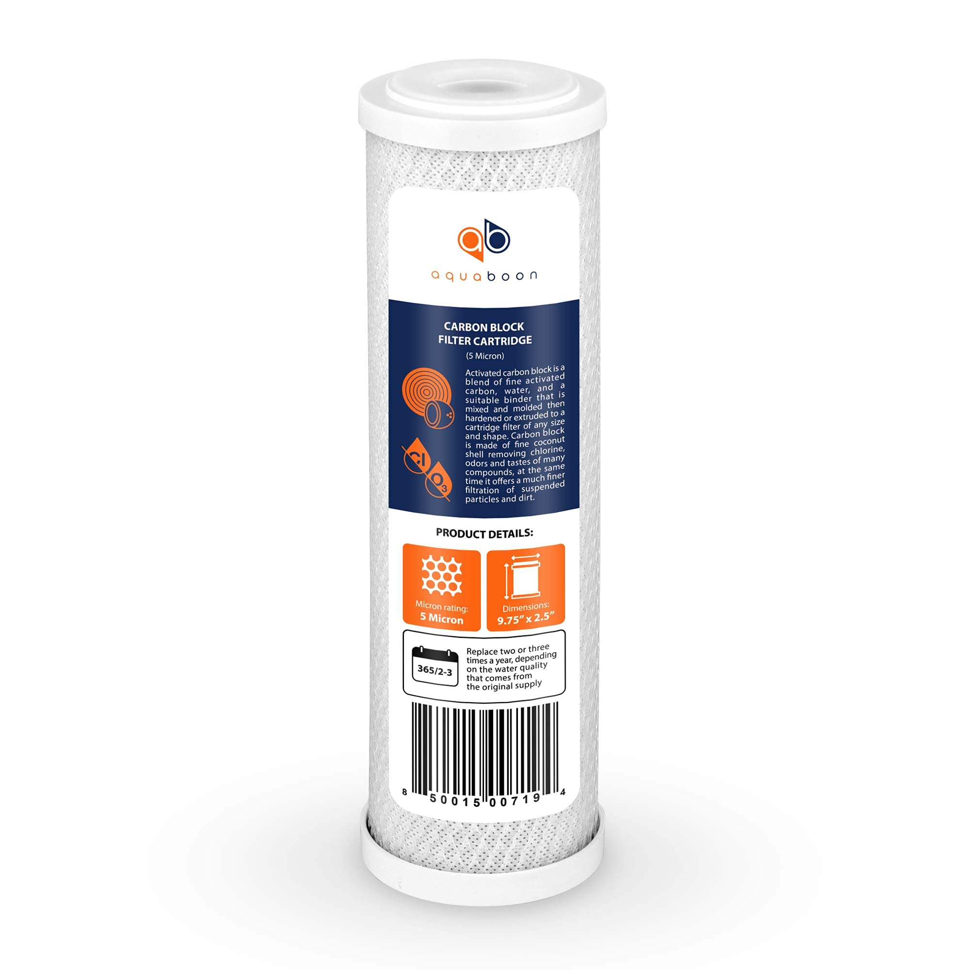 Aquaboon 5 Micron 10 x 2.5 House Water Filters Cartridges, Set of 12 | Sediment & Carbon Filter Replacements Compatible with WHKF-WHWC, P5, WHKF-GD05